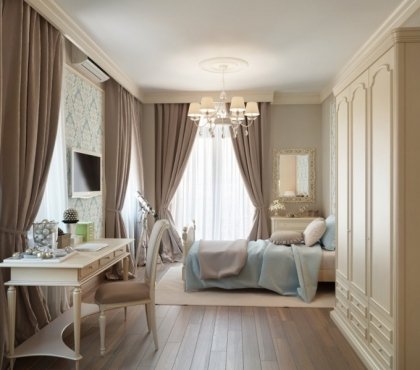 chambre-taupe-mobilier-bois-blanc-rideaux-beige-clair