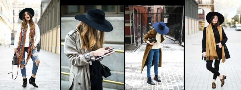 chapeau-femme-hiver-fedora-bleu-fonce-manteau-gris-marron chapeau femme hiver