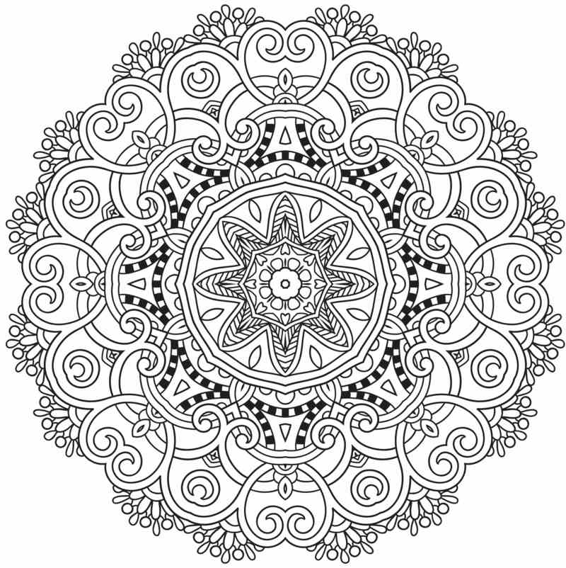 coloriage à imprimer mandala arabesques-motifs-fleurs