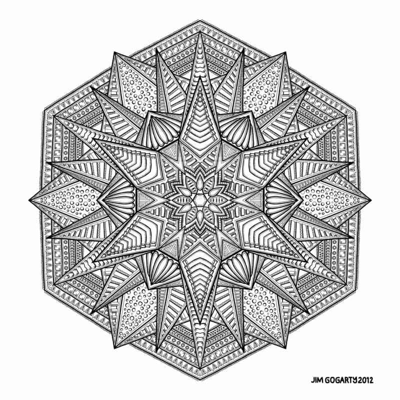 coloriage-imprimer-mandala-forme-hexagonale-motifs-fleurs-feuilles