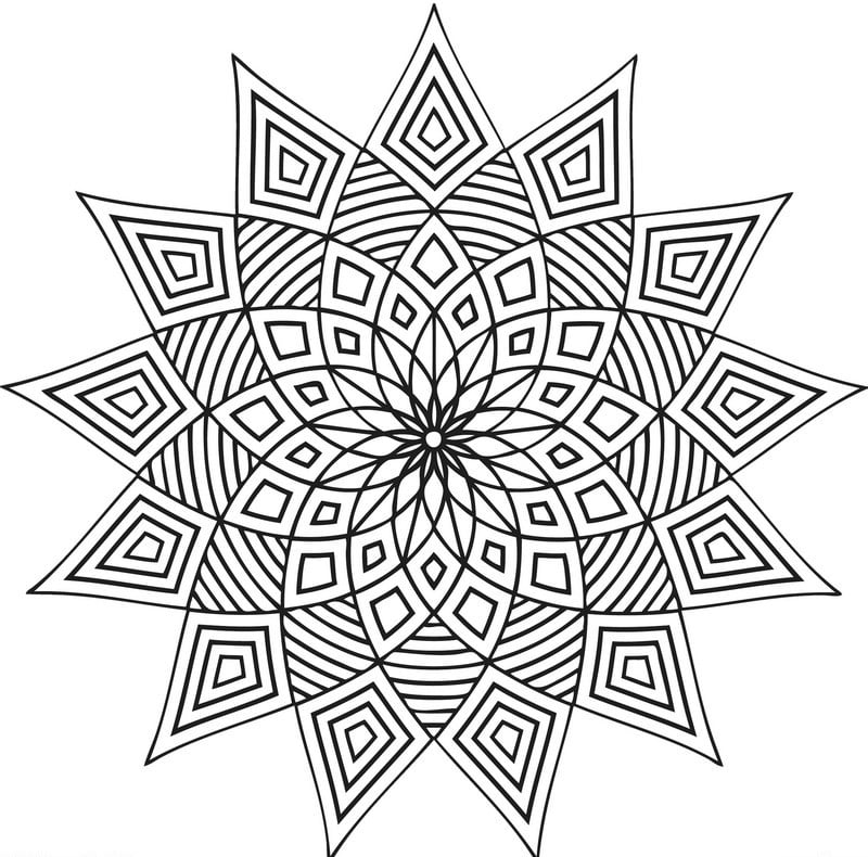 coloriage à imprimer mandala -etoile-motifs-geometriques