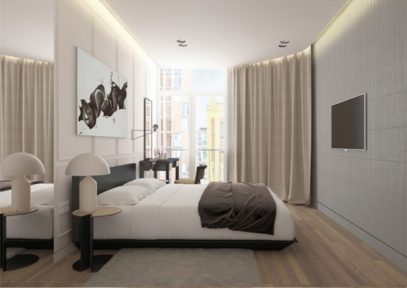 couleur-gris-appartement-chambre-carrelage-aspect-beton-eclairage-indirect couleur gris