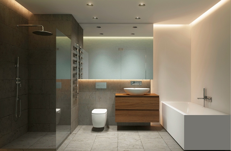 couleur-gris-appartement-salle-bains-carrelage-effet-beton-meuble-vasque-bois couleur gris
