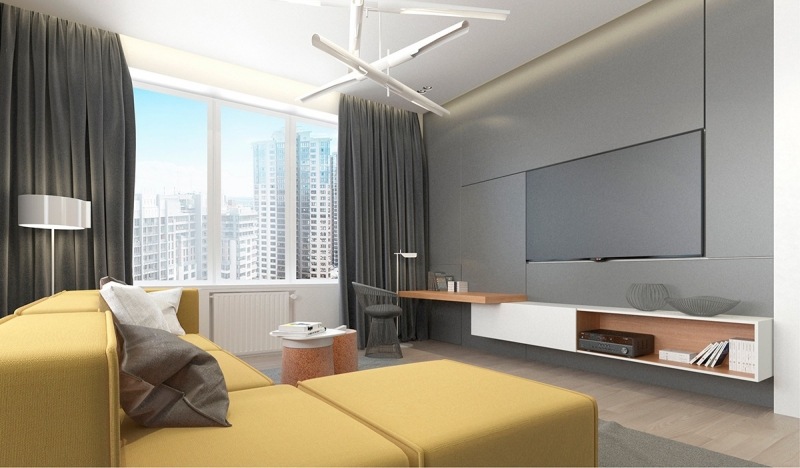 couleur-gris-appartement-salon-canape-modulable-moutarde-meuble-tv-bas-bois-blanc
