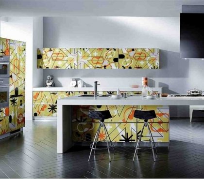 cuisine haut de gamme deisgn-multicolore-motifs-abstraits