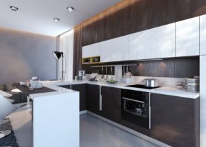 cuisine-u-blanche-wengé-avec-bar-spots-lampadaire