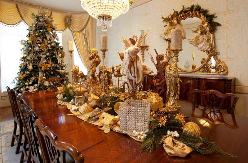déco salle à manger aux accents dorés pour les fêtes de Noël déco-salle-manger-accetns-dorés-fêtes-Noel
