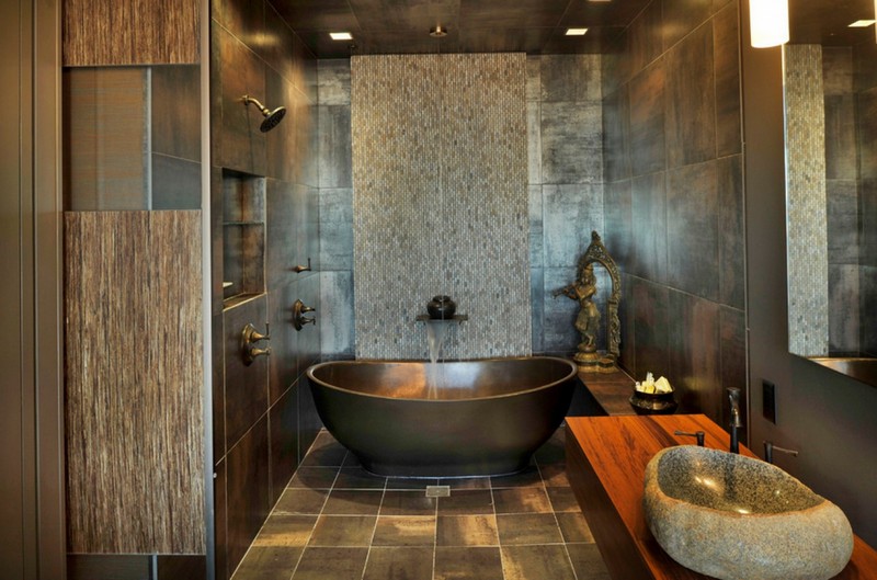 decoration-salle-bain-zen-carrelage-mosaique-baignoire-sombre-vasque-pierre