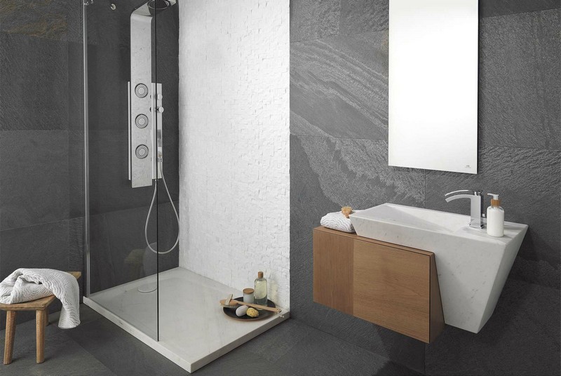 decoration-salle-bain-zen-lavabo-blanc-meuble-bois-carrelage-grand-format-granit
