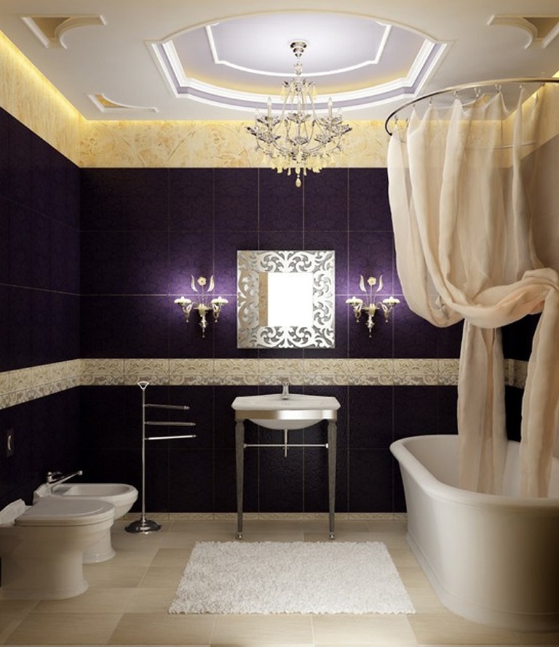 déco-salle-bain-romantique-style-baroque-carrelage-violet-or-baldaquin