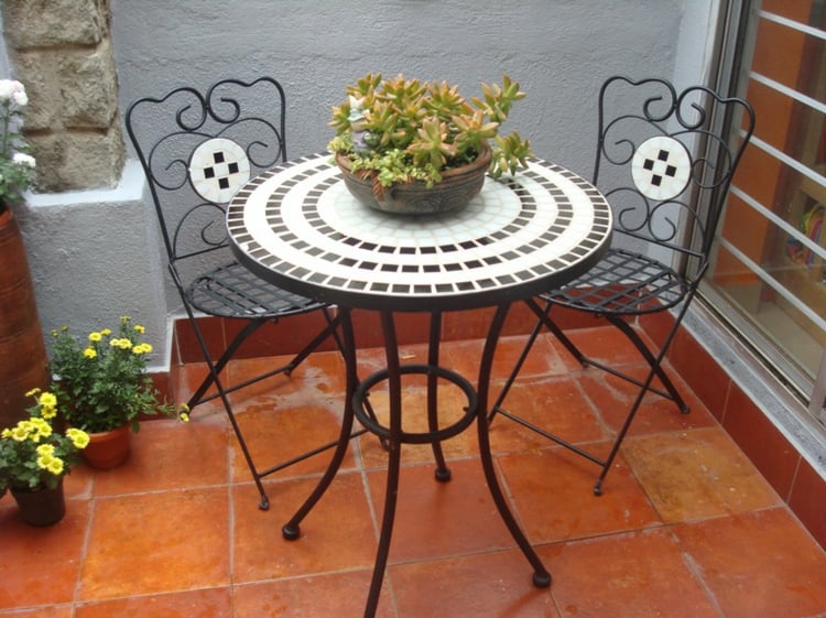 fleurs balcon plante-succulente-pot-aragile-mobilier-métallique-noir