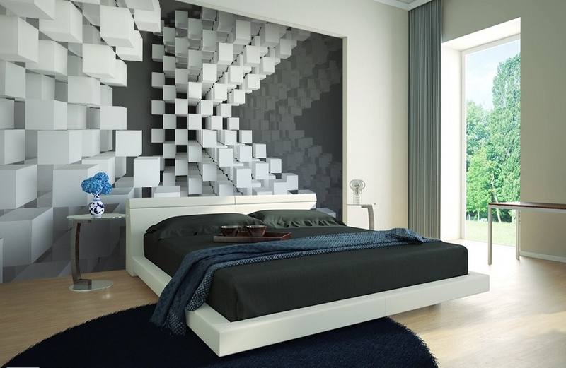 grand-poster-mural-noir-blanc-effet-3D-chambre-coucher-Demural