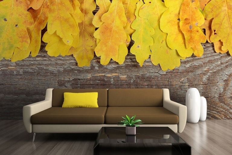 grand-poster-mural-photo-feuilles-automne-écorse-arbre-salon-Demural