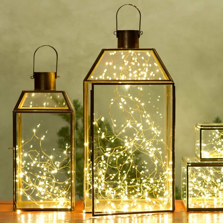 guirlande lumineuse Noël lanternes-verre-guirlandes-petites-ampoules