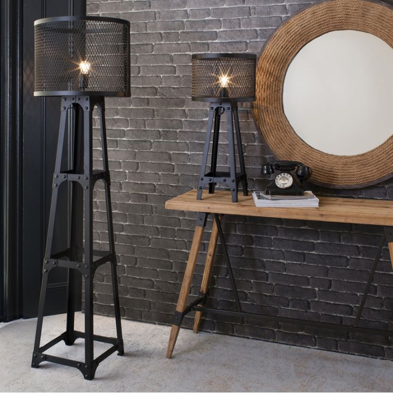 lampadaire industriel design lampe chevet-assortie-noirs