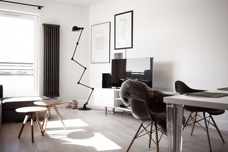 lampadaire-industriel-noir-fauteuil-design-Eames-salon-scandinave