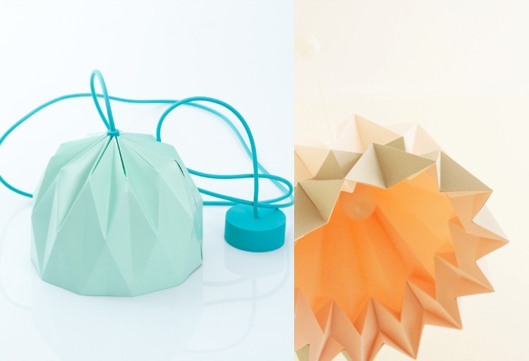 lampe-papier-origami-deux-modèles-bleu-jaune-clair