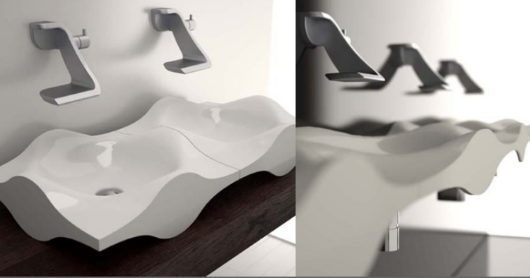 lavabo-design-double-vasque-forme-inhabituelle-ondulée