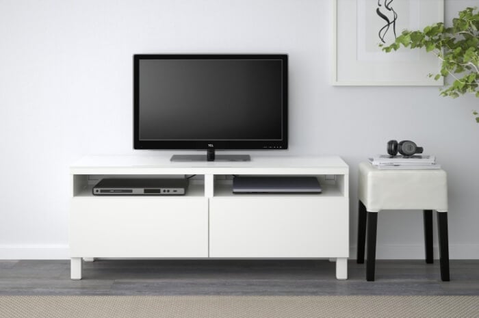 meuble-besta-ikea-meuble-TV-rangements-blanc-brillant