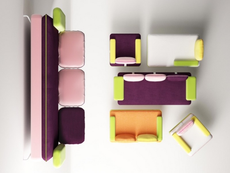 meubles design italien canapé 2-3 places fauteuils assortis-couleurs-fraiches