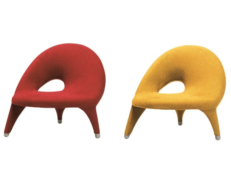 meubles design italien fauteuil tripode arabesk tissu rouge jaune