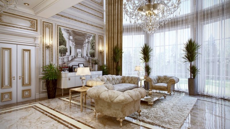 mobilier-baroque-bois-blanc-marbre-blanc-lustre-cristal