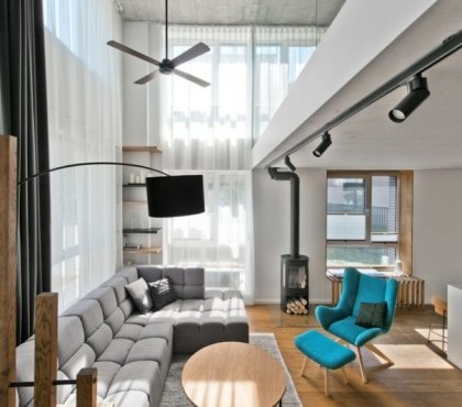 mobilier-scandinave-éclairage-spots-rail-lampadaire-arc-ventilater-plafond
