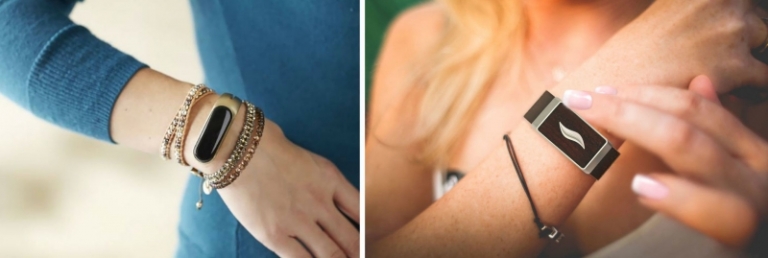 montres-connectées-bracelet-intelligent-acier-doré-gris-écran-tactile