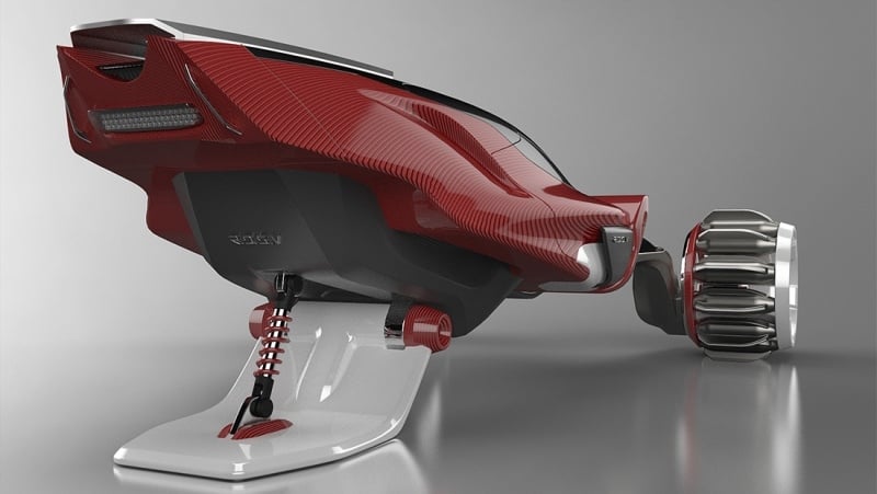 moto-neige-RDSV-modèle-design-futuriste-blanc-rouge