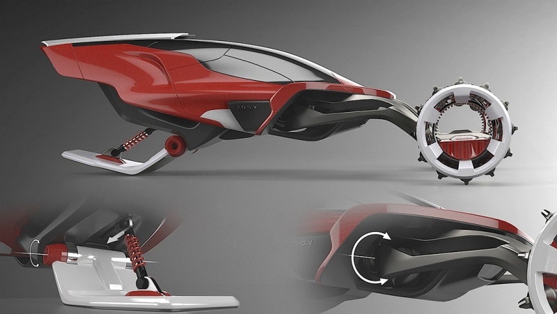 moto-neige-RDSV-prototype-blanc-rouge-détail