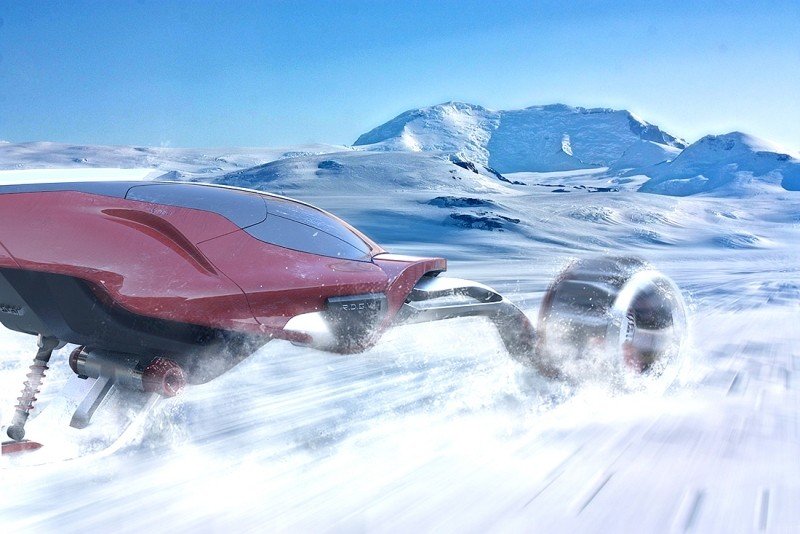 moto-neige-RDSV-prototype-esapce-fermé-rouge