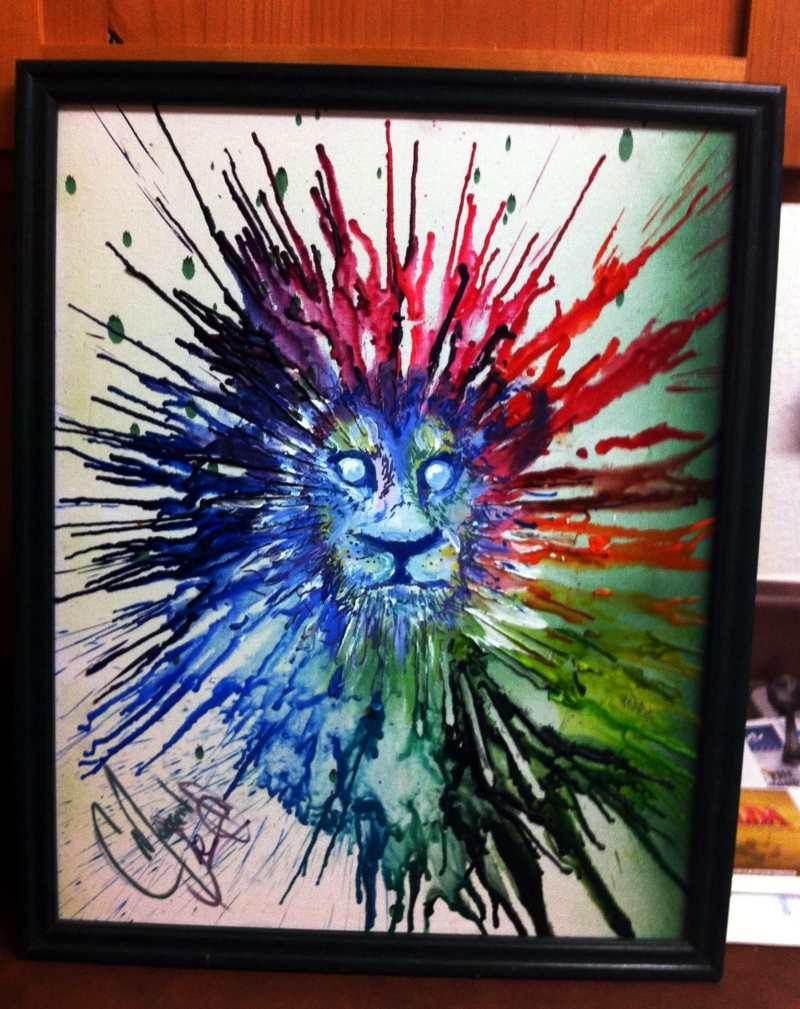 peinture-toile-abstraite-motif-tête-lion-multicolore