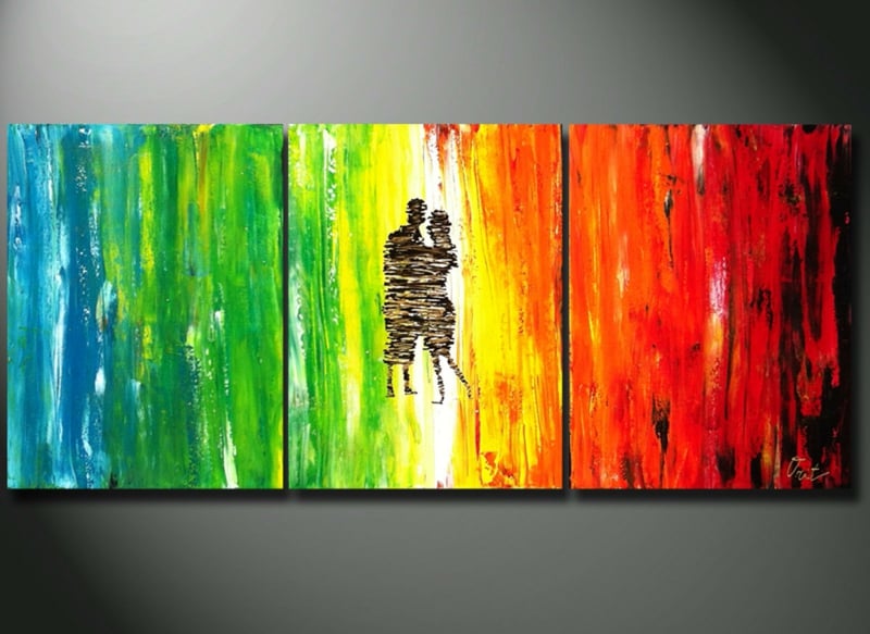 peinture-toile-abstraite-multicolore-motifs-silhouettes-humaines
