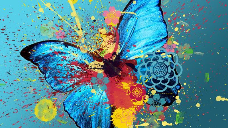 peinture-toile-originale-motif-papillon-multicolore