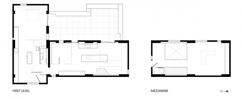 plan-architectural-mezzanine-meubles-blancs-plafond-béton-brut