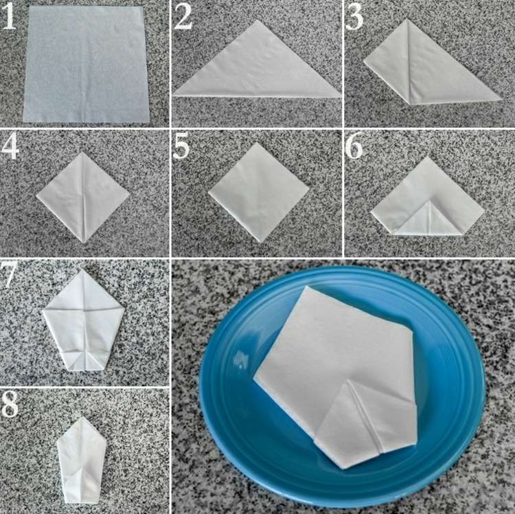 pliage-serviettes-papier-cone-instructions pliage de serviettes en papier