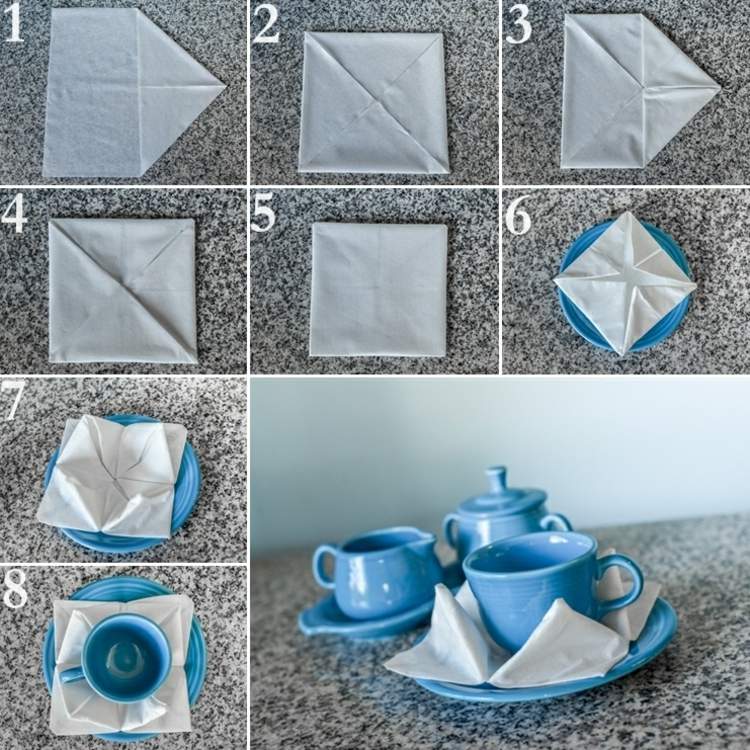 pliage-serviettes-papier-table-petit-dejeuner pliage de serviettes en papier