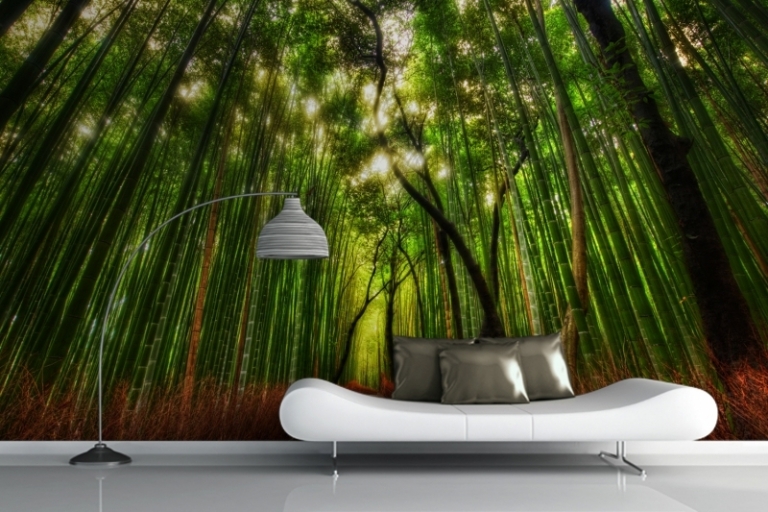 poster-mural-nature-forêt-bambou-zen-salon-design-contemporain