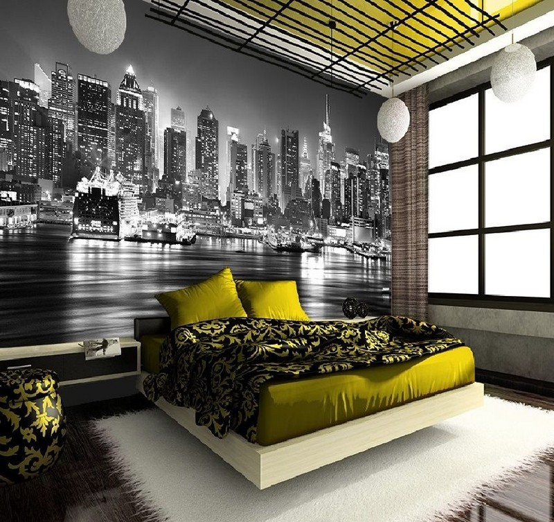 poster-mural-new-york-paysage-lumieres-ville-nocturne-chambre-coucher poster mural New York