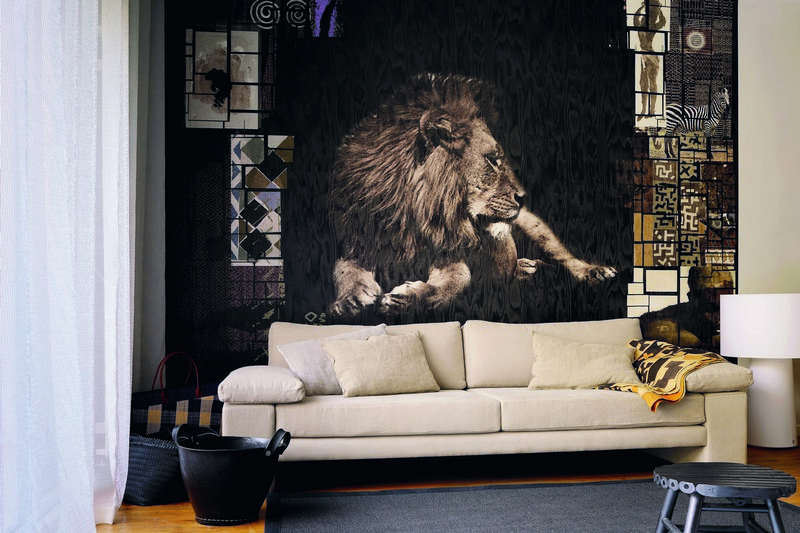 poster-mural-theme-afrique-lion-salon-canape-blanc-casse