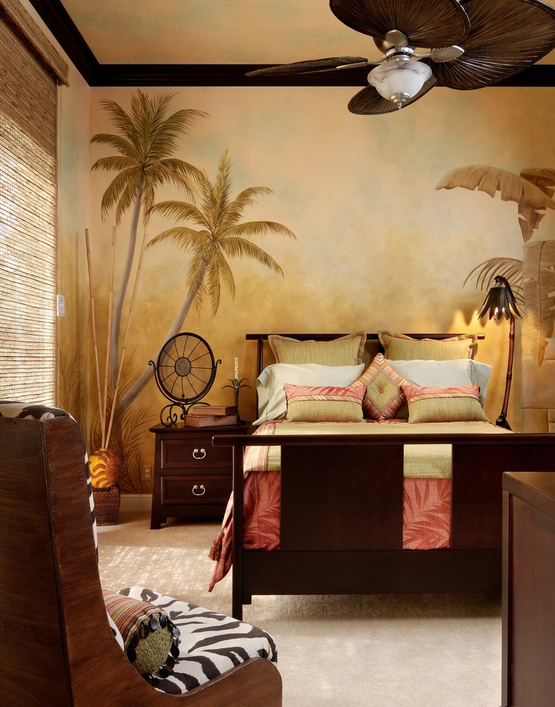poster-mural-theme-afrique-palmiers-chambre-coucher