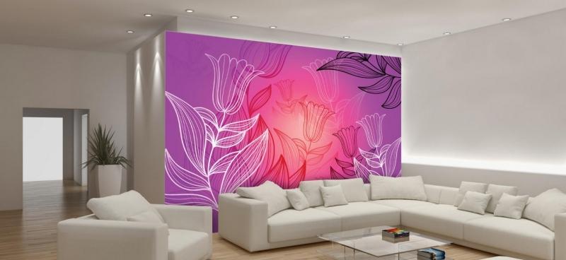 poster-mural-xxl-motif-fleurs-fond-rose-violet
