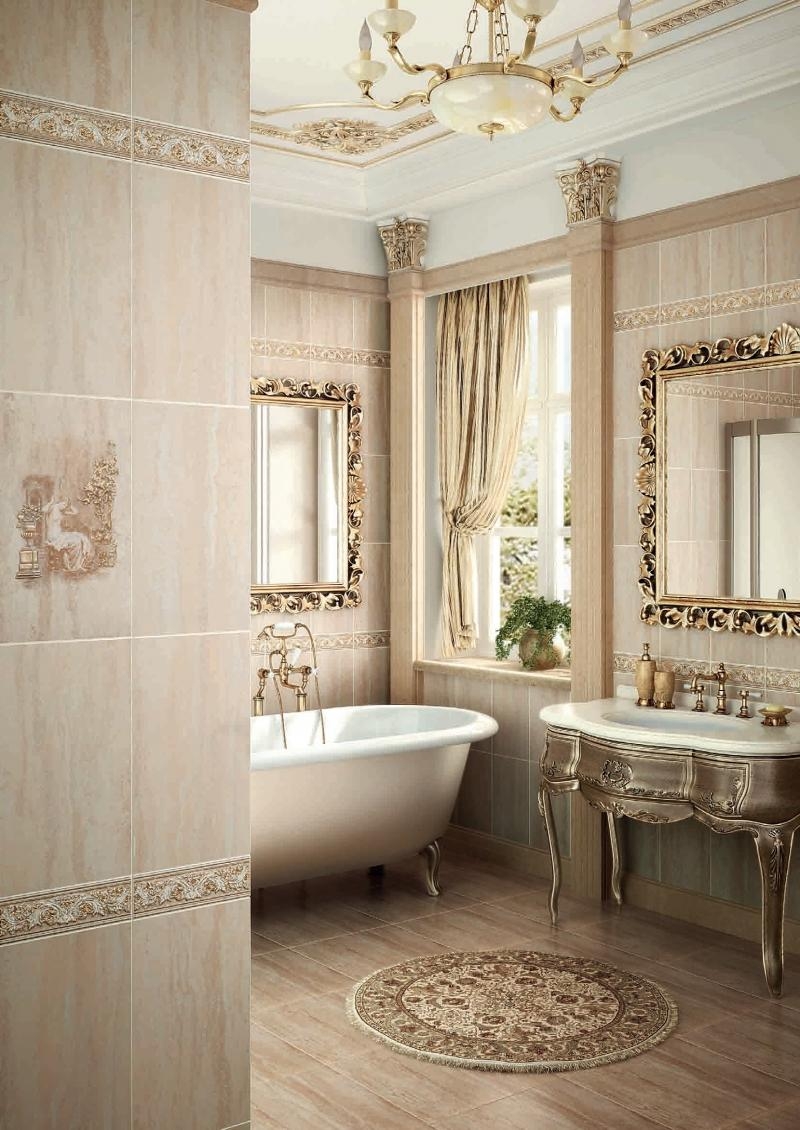 salle-bain-travertin-beige-mobilier-bois-doré-esprit-baroque