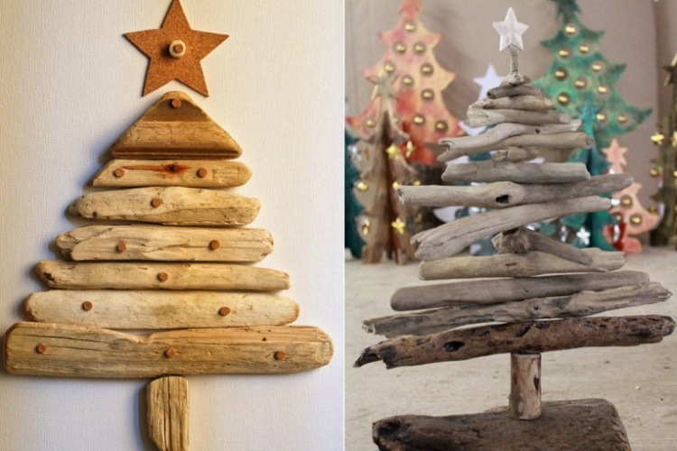 Sapin en bois flotté à faire soi-même : 50 sapins de Noël en bois