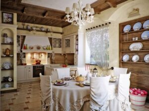 style campagne chic cuisine-vaisselier-bois-marron-placards-bois-blanc
