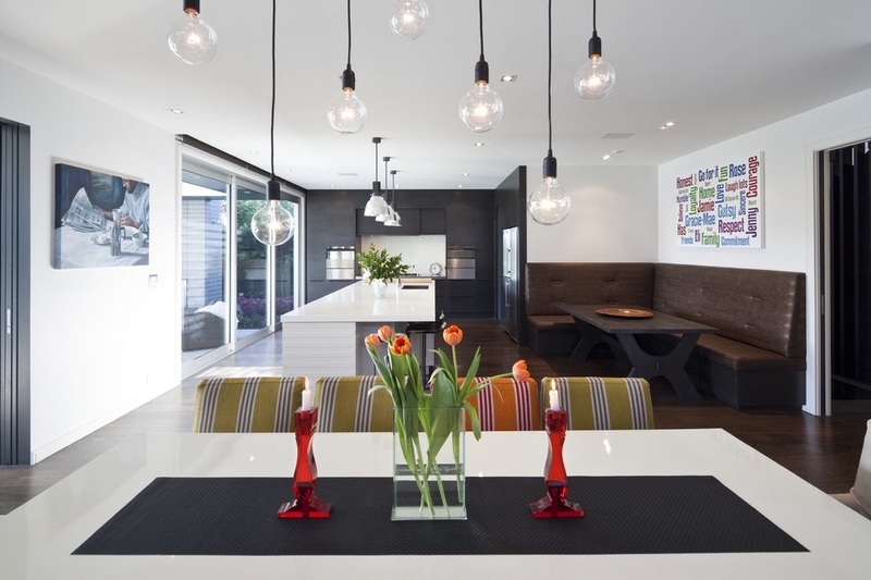 suspension ampoule filament design-moderne-salle-manger-ouverte-cuisine
