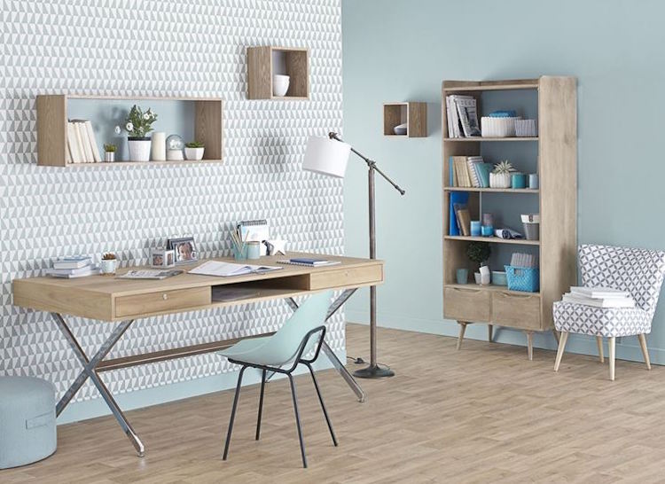 table bureau -moderne-scandinave-tiroirs-chaise-bleu-pastel