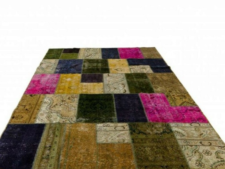 tapis patchwork vintage fabriqué-main-couleurs-variées