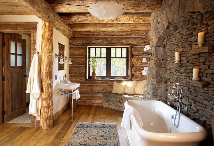 banc-salle-bain-pierre-intérieur-chalet-montagne-style-rustique