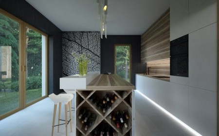 casier-bouteilles-vin-cuisine-blanche-bois-intégré-côté-ilot-bar